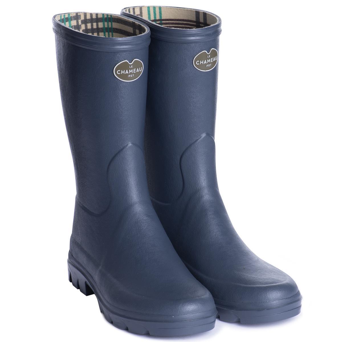 Le Chameau Womens Iris Bottillon Jersey Lined Boot Bleu Fonce