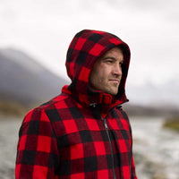 Black/Red Swanndri Mens Hudson Wool Hoody Hood