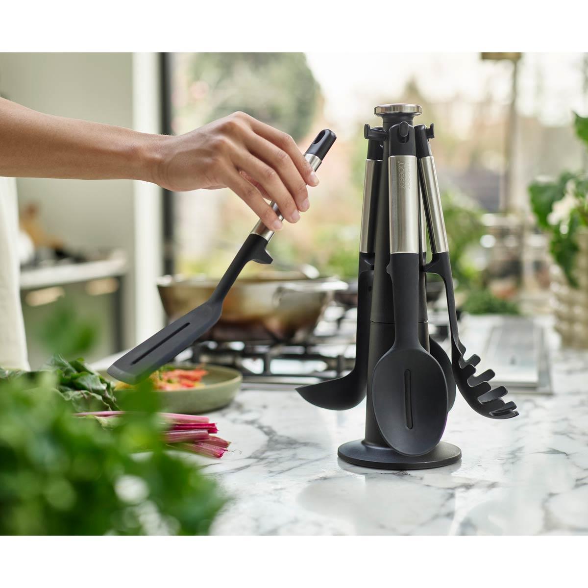 Joseph Joseph Elevate Stainless Steel Silicone 5-Piece Utensils Carousel Set Lifestyle
