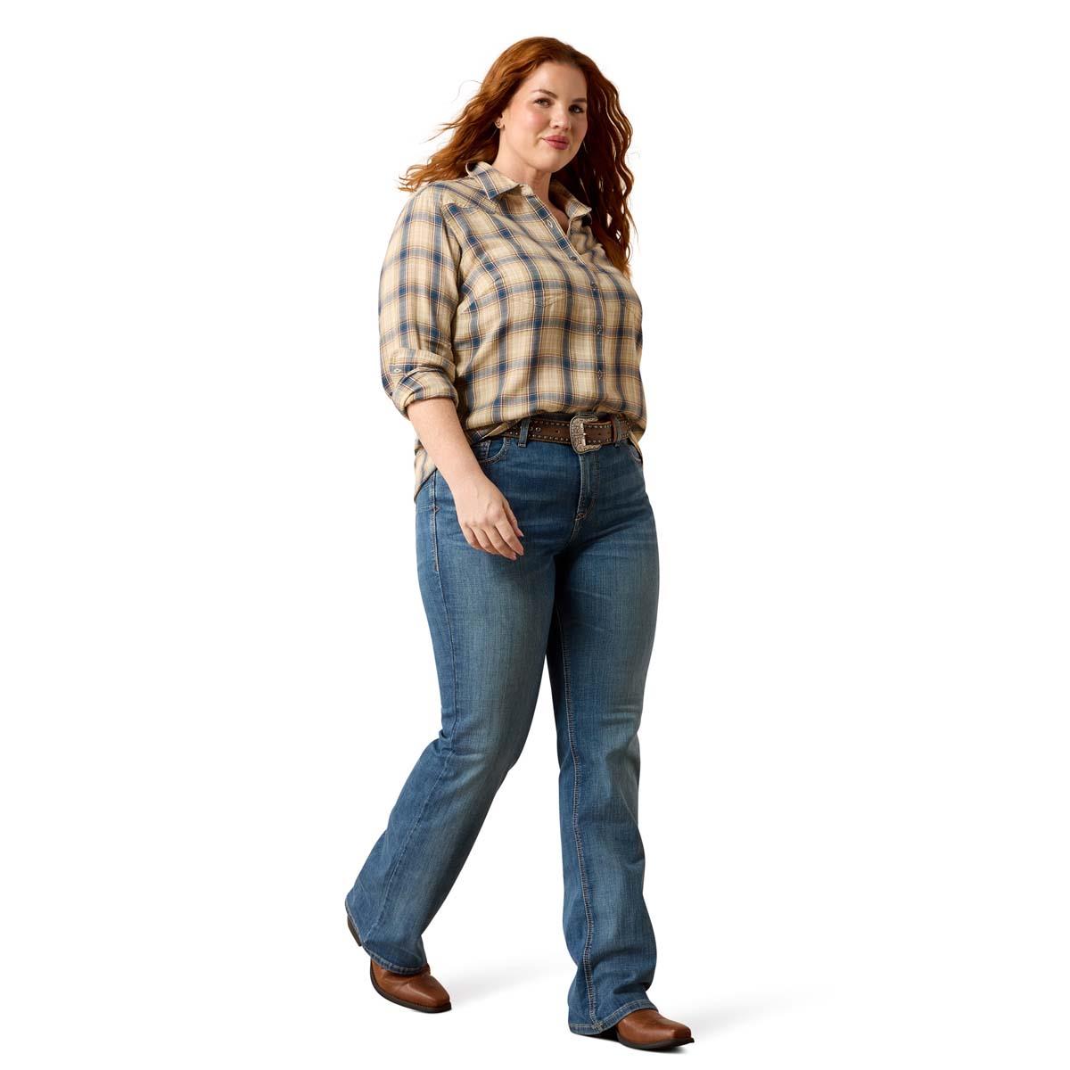 Horizon Plaid Ariat Womens Billie Jean Check Shirt On Model