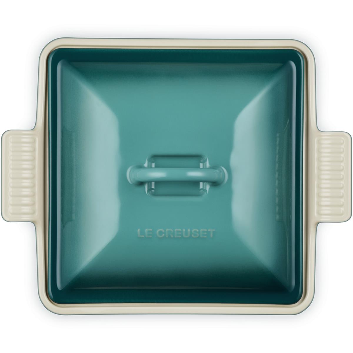 Le Creuset 23cm Stoneware Heritage Dish With Lid Bleu riviera lid