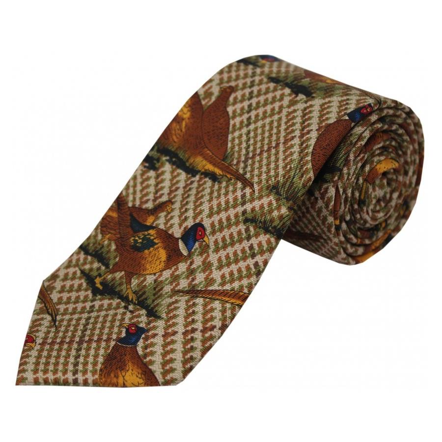 Soprano Silk Tie Standing Pheasant Beige