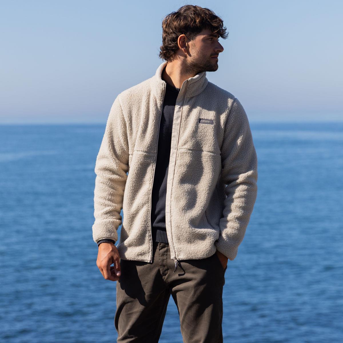 Pure Cashmere Musto Mens Cove Deep Pile Fleece Jacket Lifestyle