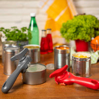 Kuhn Rikon Auto Safety LidLifter Can Opener Red and Grey Lifestyle