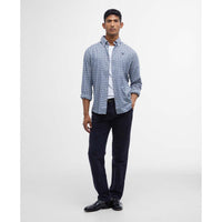 NAVY Barbour Mens Finkle Tailored Shirt ON MODEL