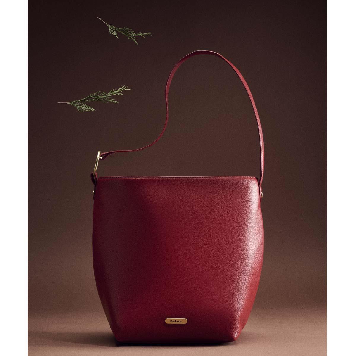 Barbour Womens Cedar Large Leather Bucket Bag