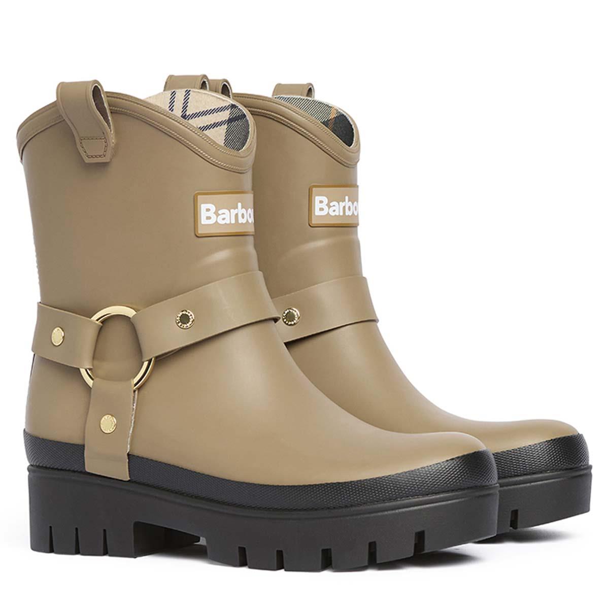 Military Brown Barbour Womens Elley Harness Welly