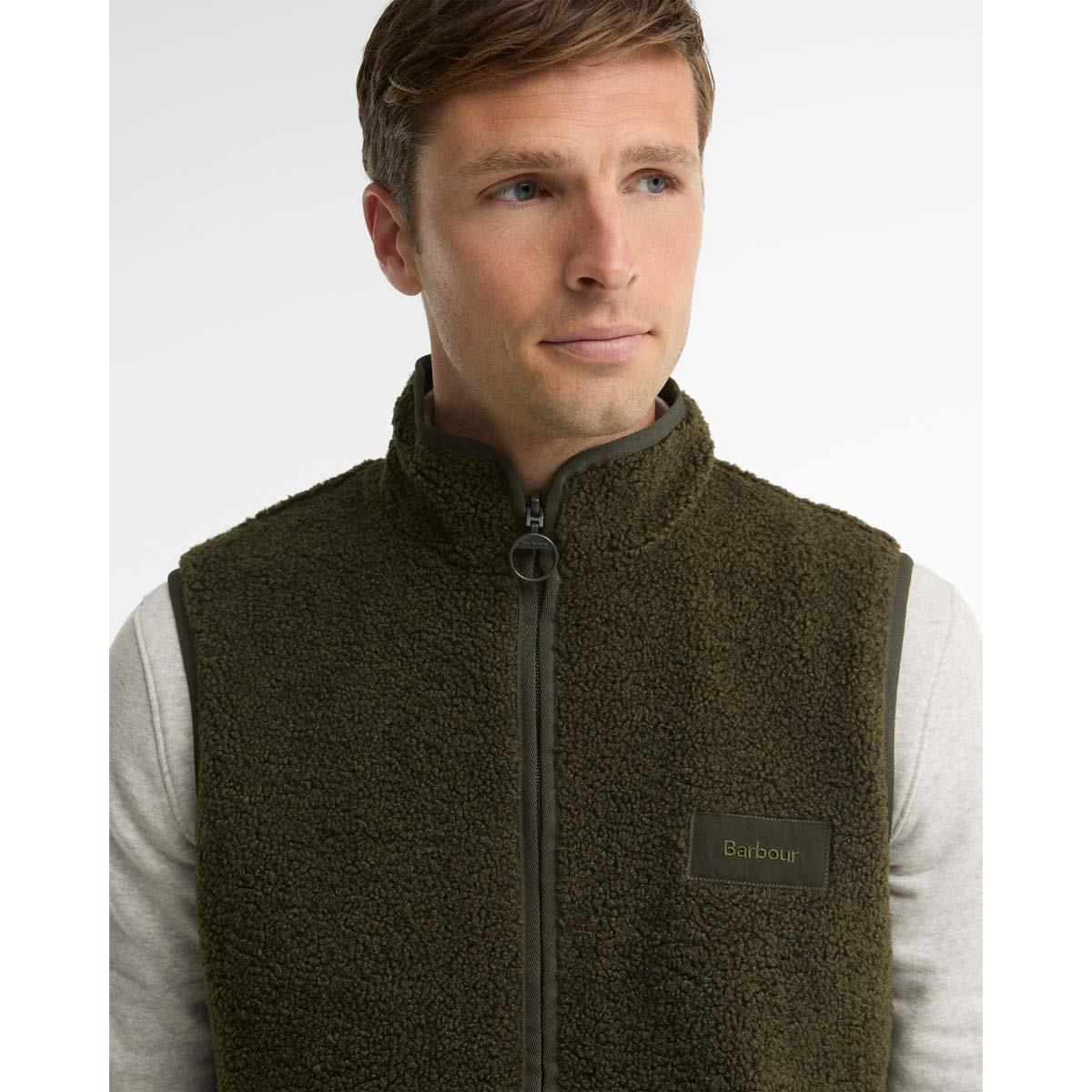 SAGE Barbour Mens Reversible Fleece Gilet COLLAR