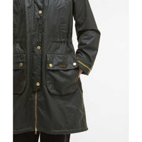 Fern/Ancient Tartan Barbour Womens Marcy Wax Parka pocket