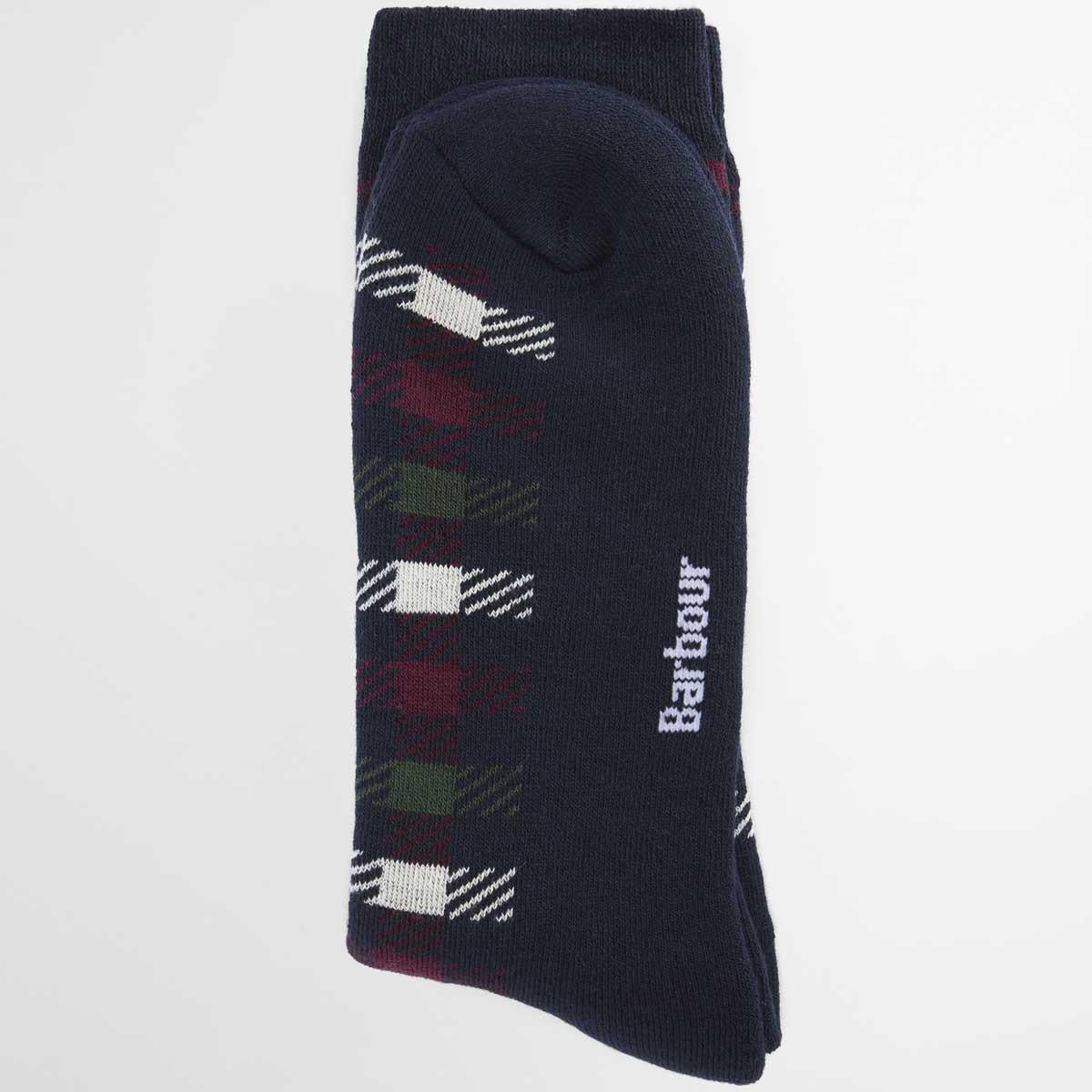 Navy/Red Green Mix Barbour Mens Barney Boot Sock folded