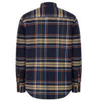 Navy Hoggs Of Fife Mens Coll Cotton Twill Check Shirt Rear
