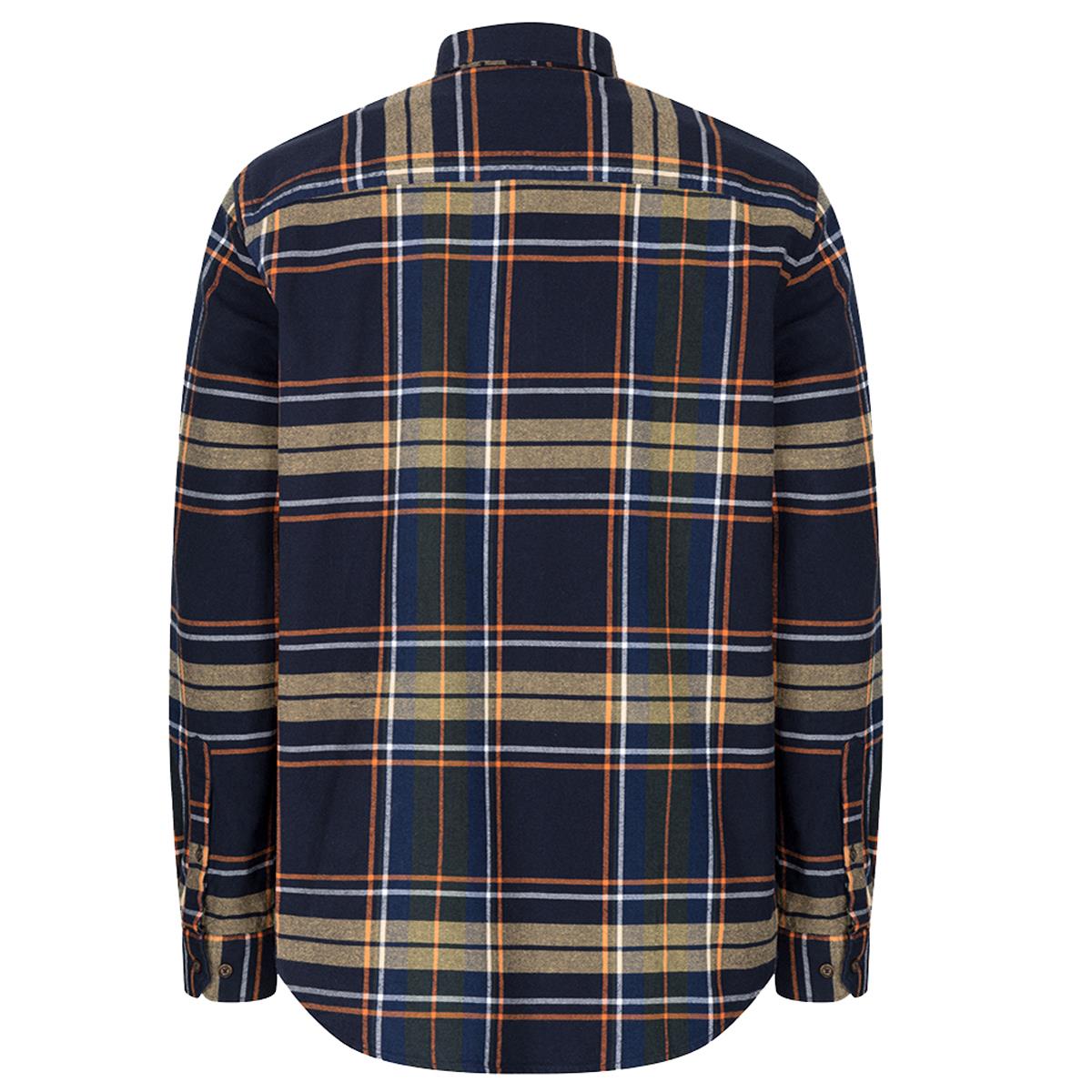 Navy Hoggs Of Fife Mens Coll Cotton Twill Check Shirt Rear
