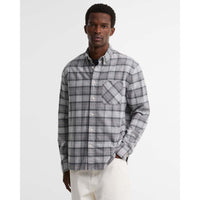 Ice Granite Barbour Mens Mineral Tartan Authentic Shirt On Model