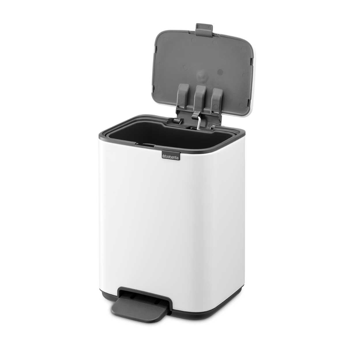 White Brabantia Bo Pedal Bin 4 Litre Open