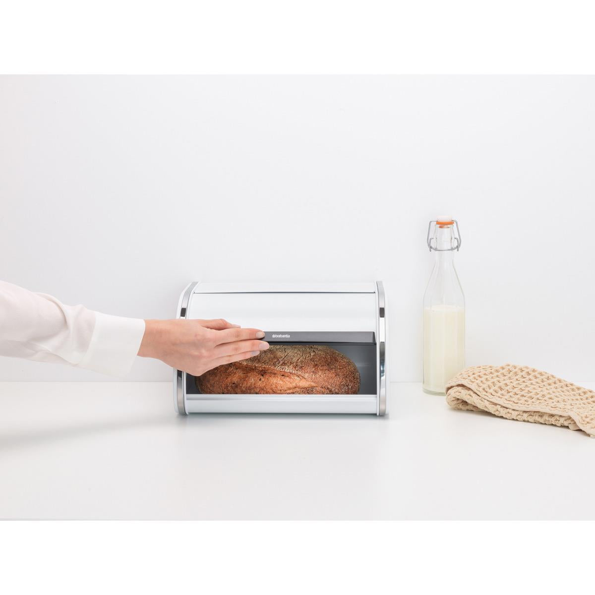 White Brabantia Roll Top Bread Bin Medium