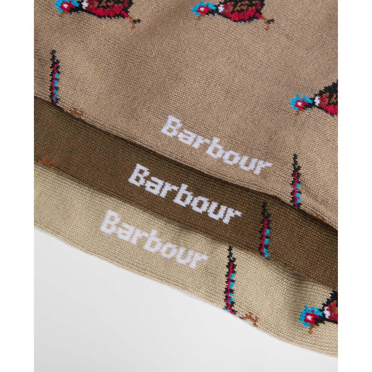 Trench/Beech Mix Barbour Mens Pheasant Sock Gift Box logo