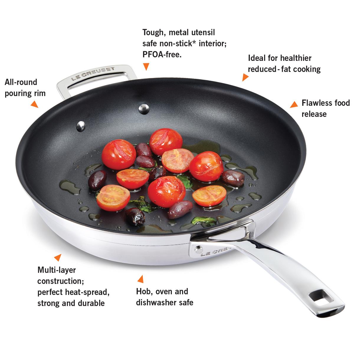 Le Creuset Classic 3-ply Stainless Steel Shallow Casserole with Lid