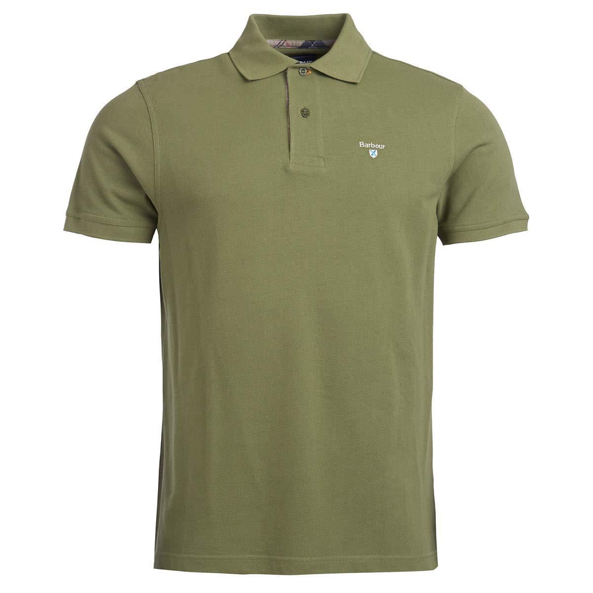 Burnt Olive Barbour Mens Tartan Pique Polo