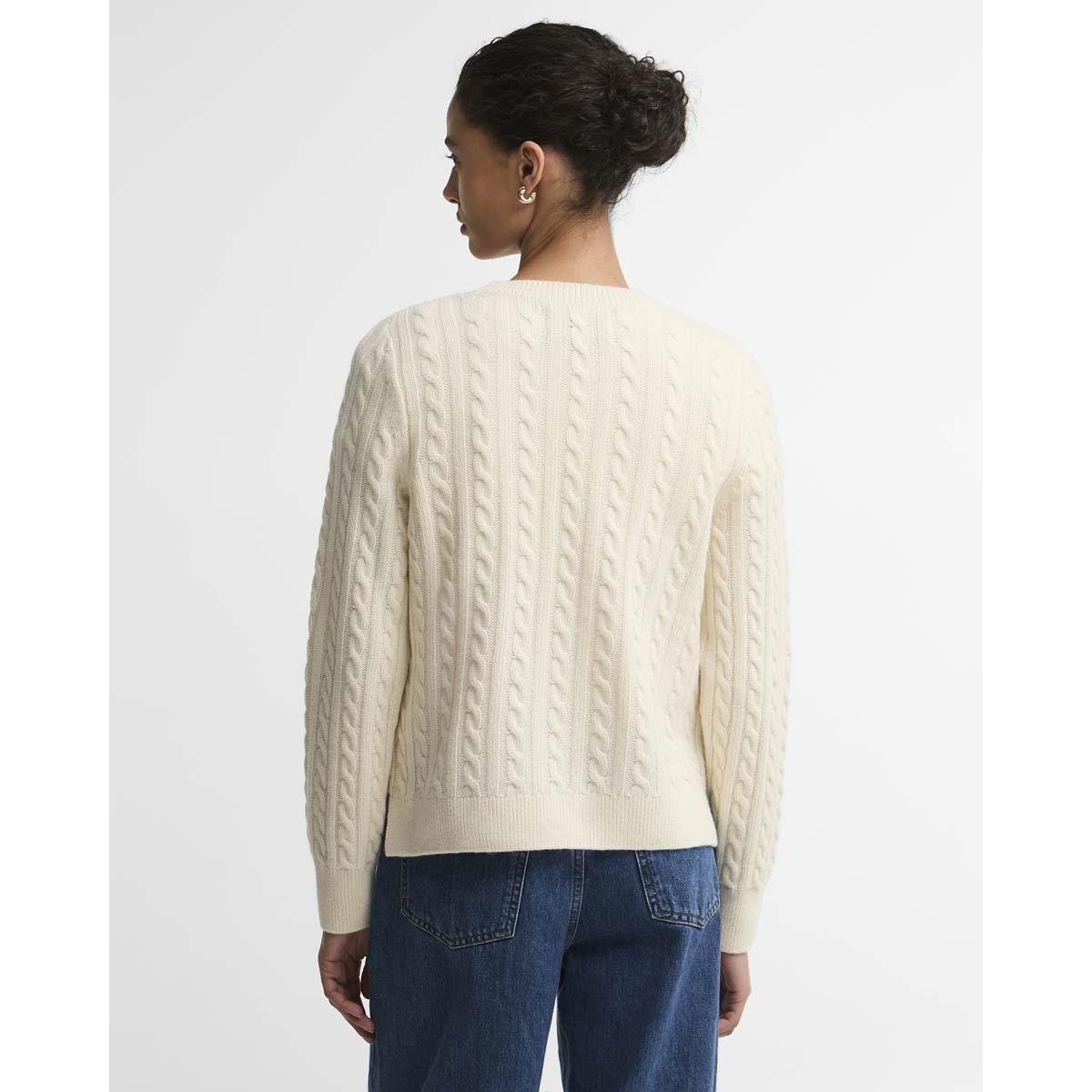 Ecru Barbour Womens Ashdown Cable Knitted Jumper Back