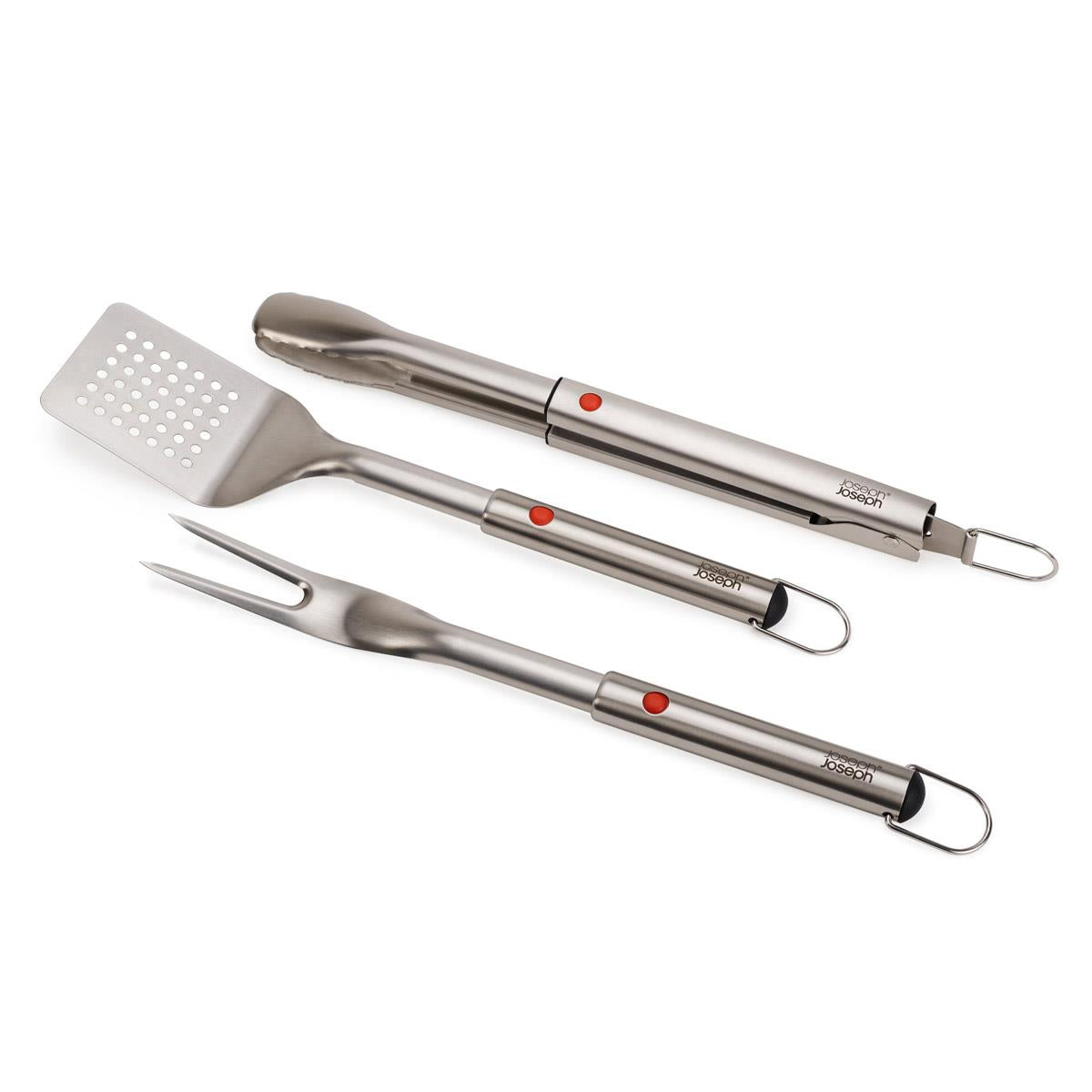 Joseph Joseph GrillOut 3-Piece Stainless-Steel BBQ Turner, Tongs and Fork Set