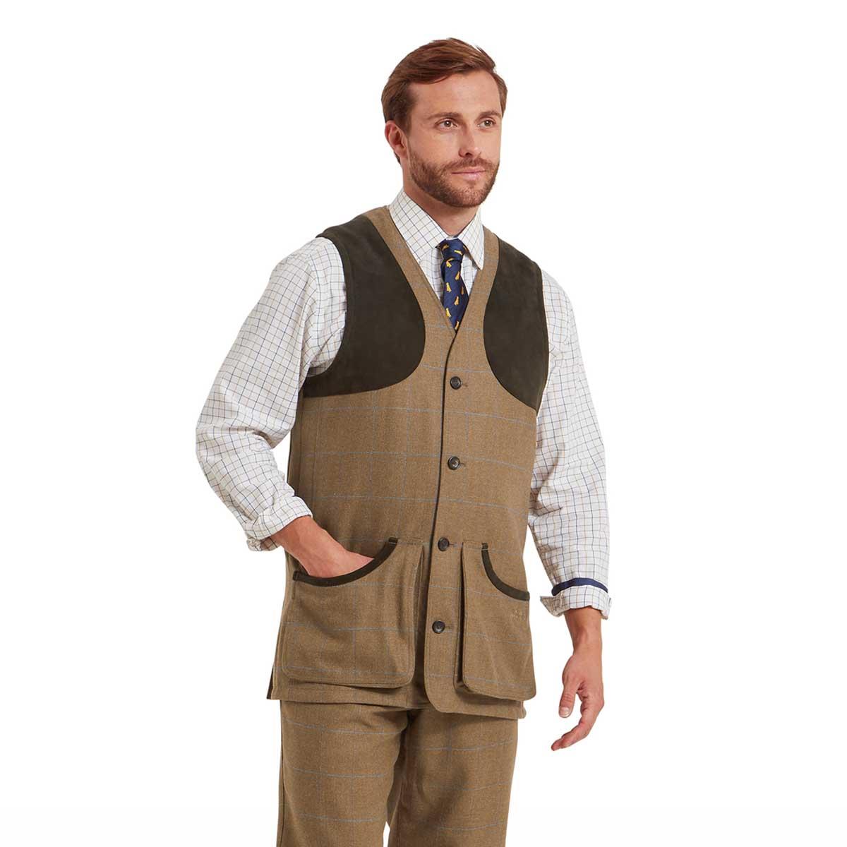 Corry Tweed Schoffel Mens Ptarmigan Tweed Waistcoat II On Model