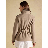 Mink Brown Joules Womens Heritage Fleece Full Zip Jacket On Model Back