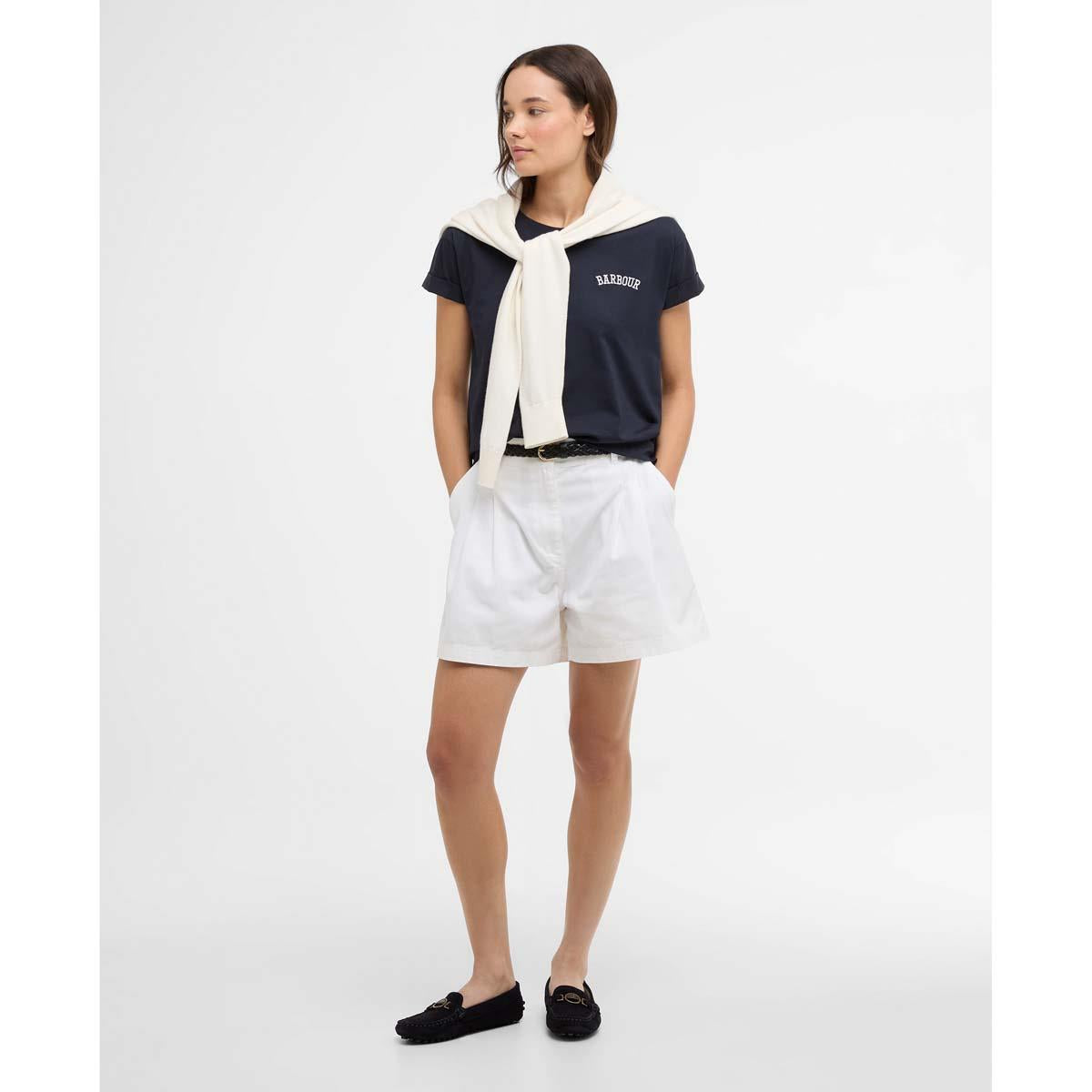 Navy Barbour Womens Bede T-Shirt on model