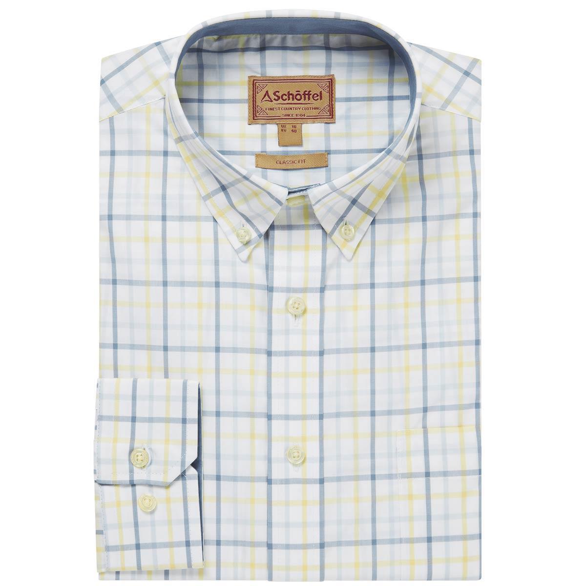Blue/Pastel Peach Schoffel Mens Holkham Shirt