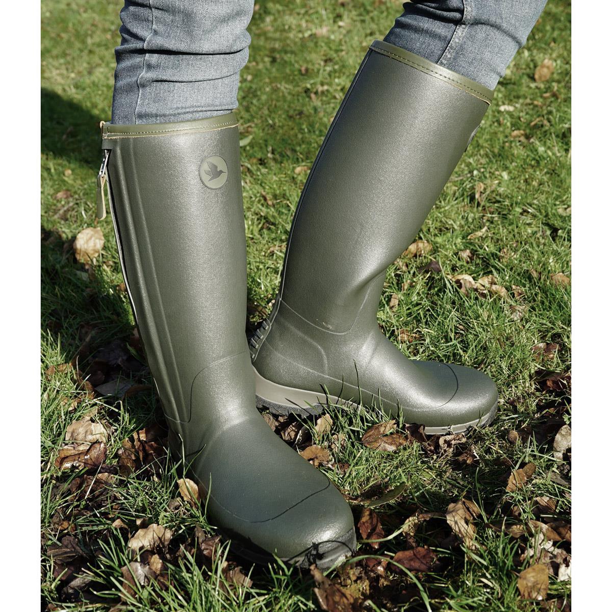 Dark Olive Seeland Mens Noble ZIp Wellington Boots Lifestyle