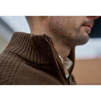 Demitasse Brown Harkila Mens Vincent Merino Half Zip Pullover Detail