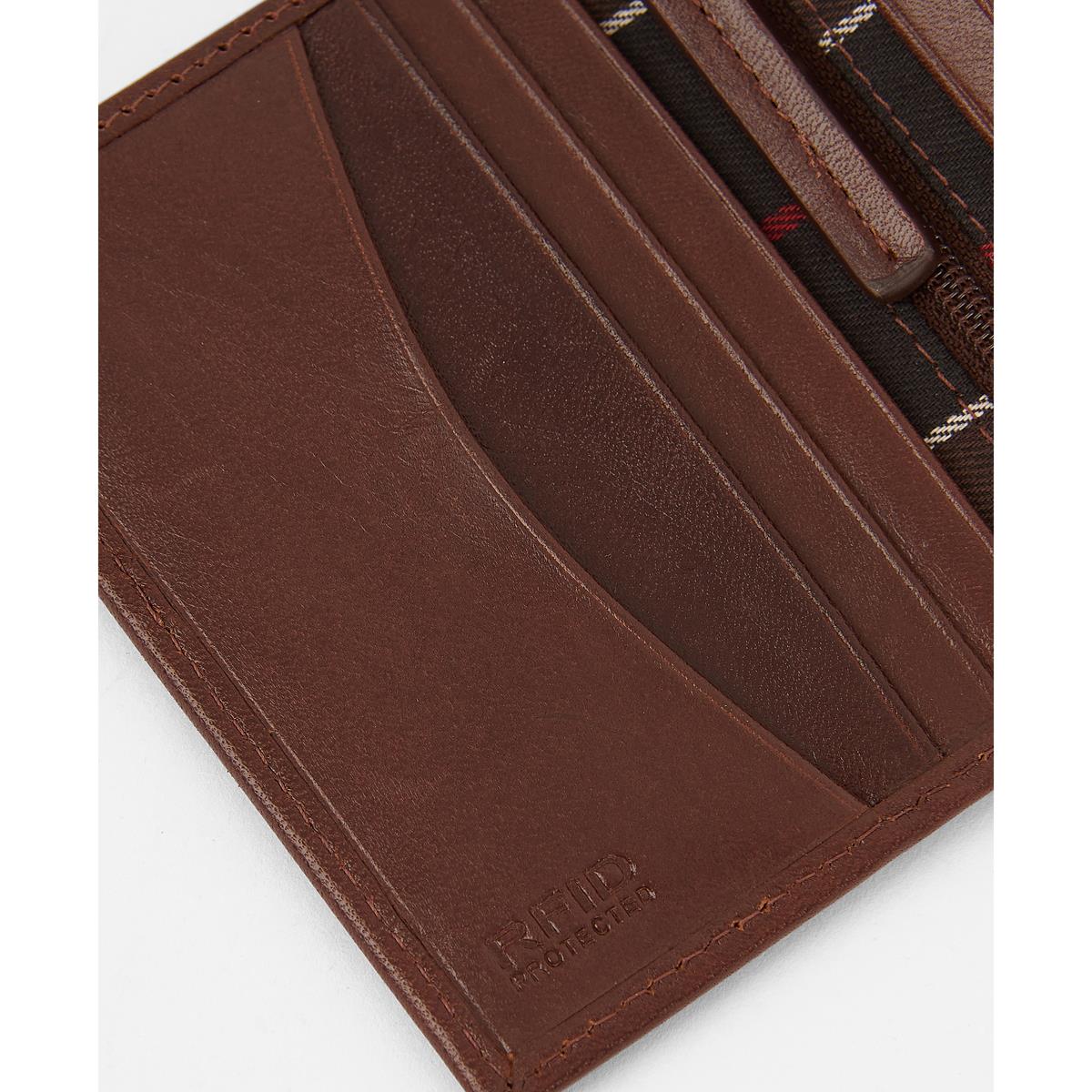 Brown/Classic Barbour Mens Colwell Small Billfold Wallet Slots