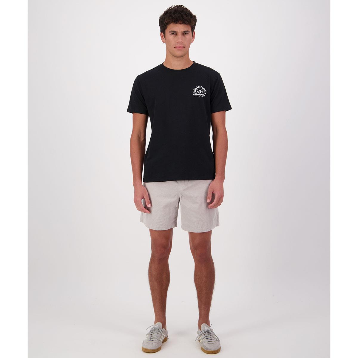 Black/White Swanndri Mens Mountain Printed T-Shirt On Model