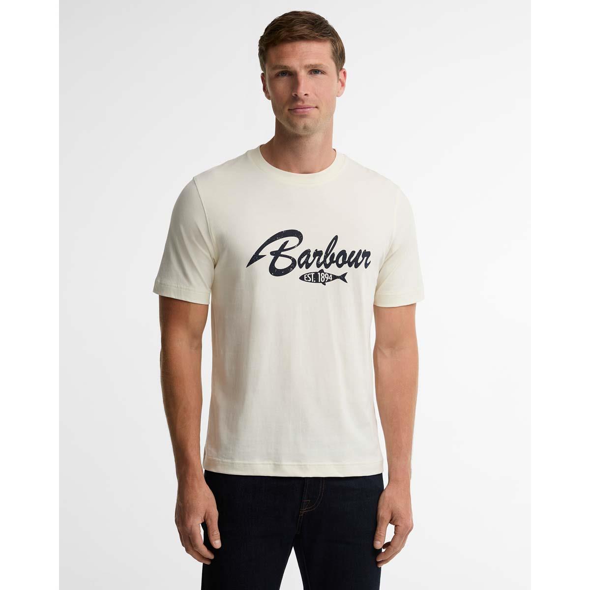 Whisper White Barbour Mens Hook Relaxed Graphic T-Shirt FRONT
