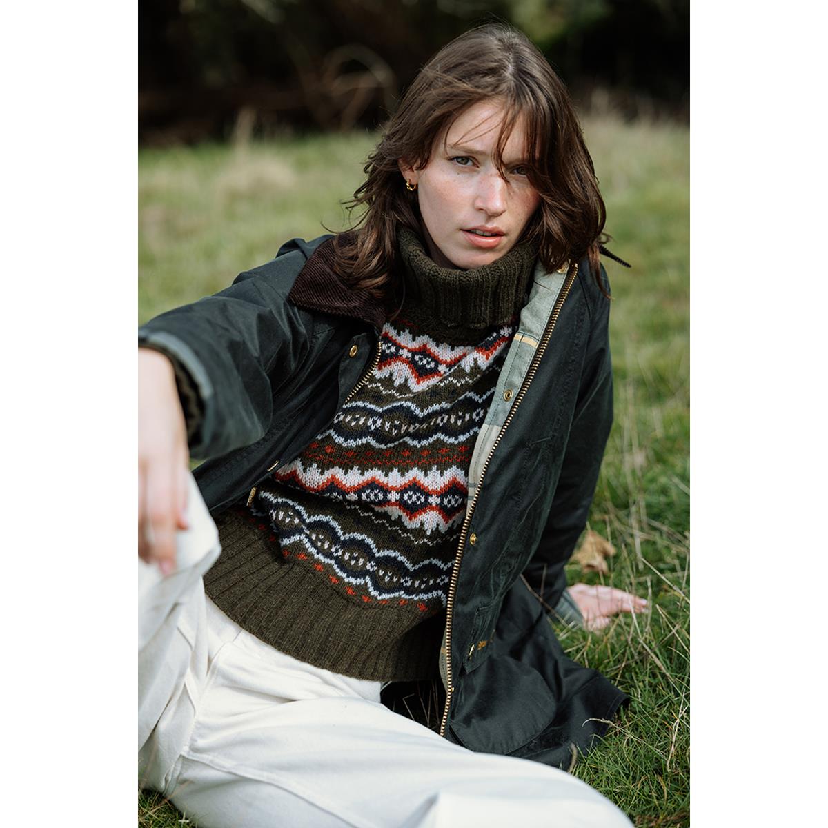 Sage/Ancient Barbour Womens Modern Beadnell Wax Jacket Lifestyle