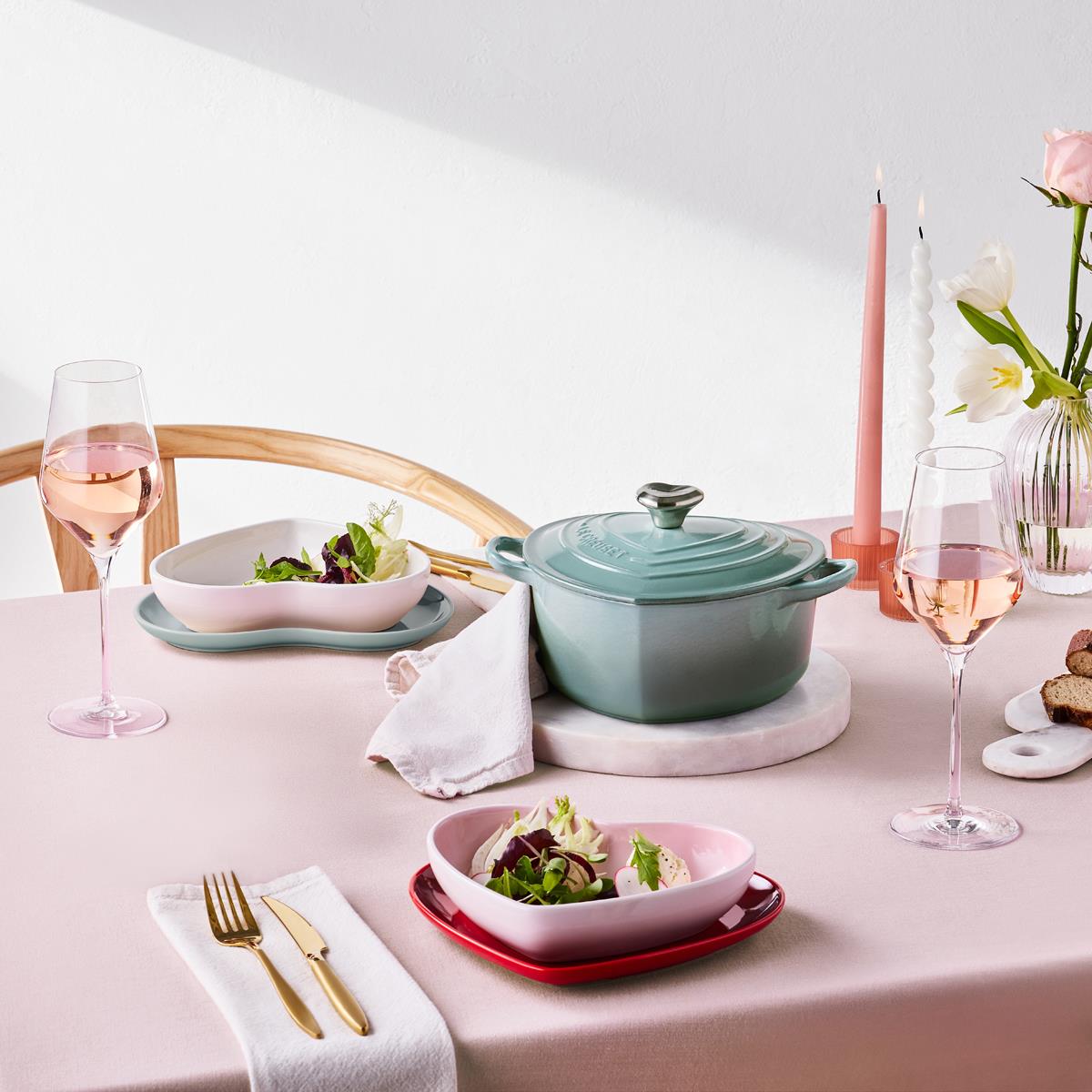 Sea Salt Le Creuset 20cm Cast Iron Heart Casserole Dish In Use