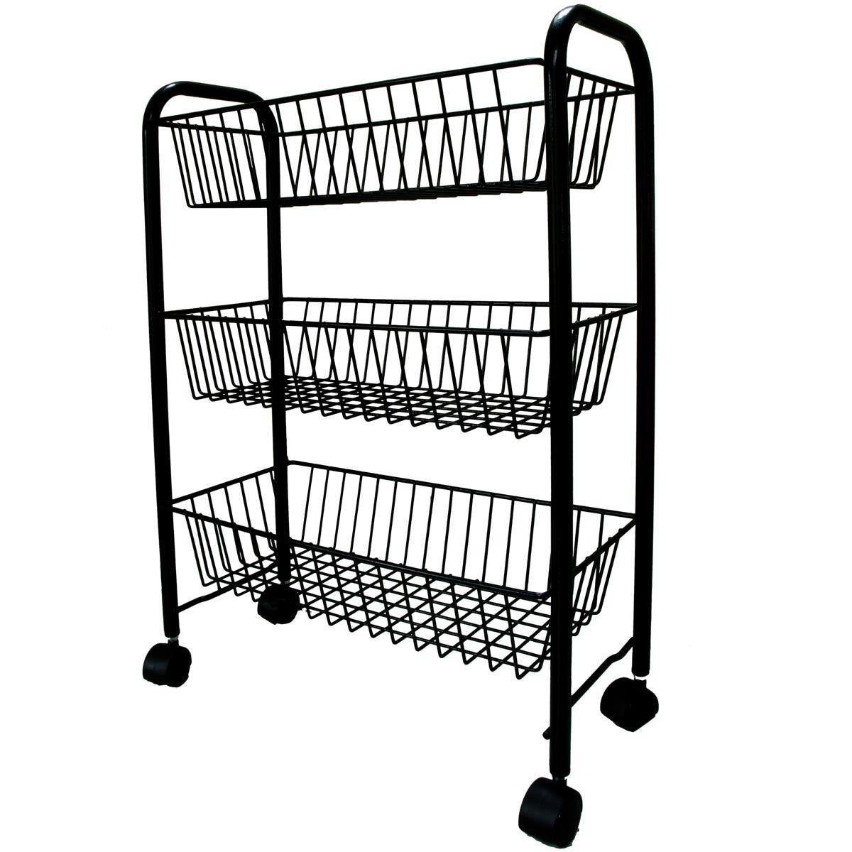Black Delfinware 3 Tier Mobile Trolley