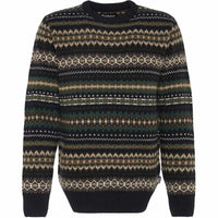Black Marl Barbour Mens Case Fairisle Crew Neck