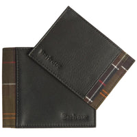 Black/Classic Tartan Barbour Mens Leather Tartan Wallet & Card Holder Gift Set Wallet