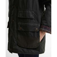 Sage/Classic Barbour Womens Modern Border Wax Jacket Pocket