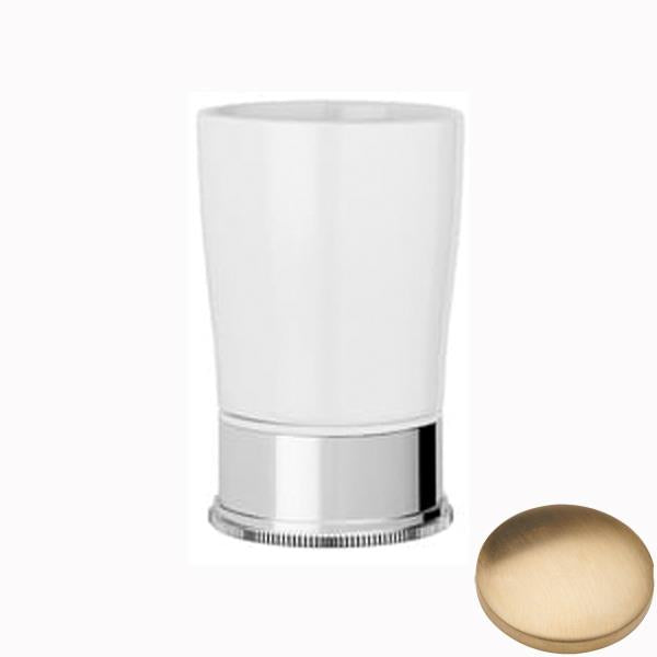 Brushed Gold Unlacquered Samuel Heath Style Moderne Freestanding White Ceramic Tumbler Holder N6665W