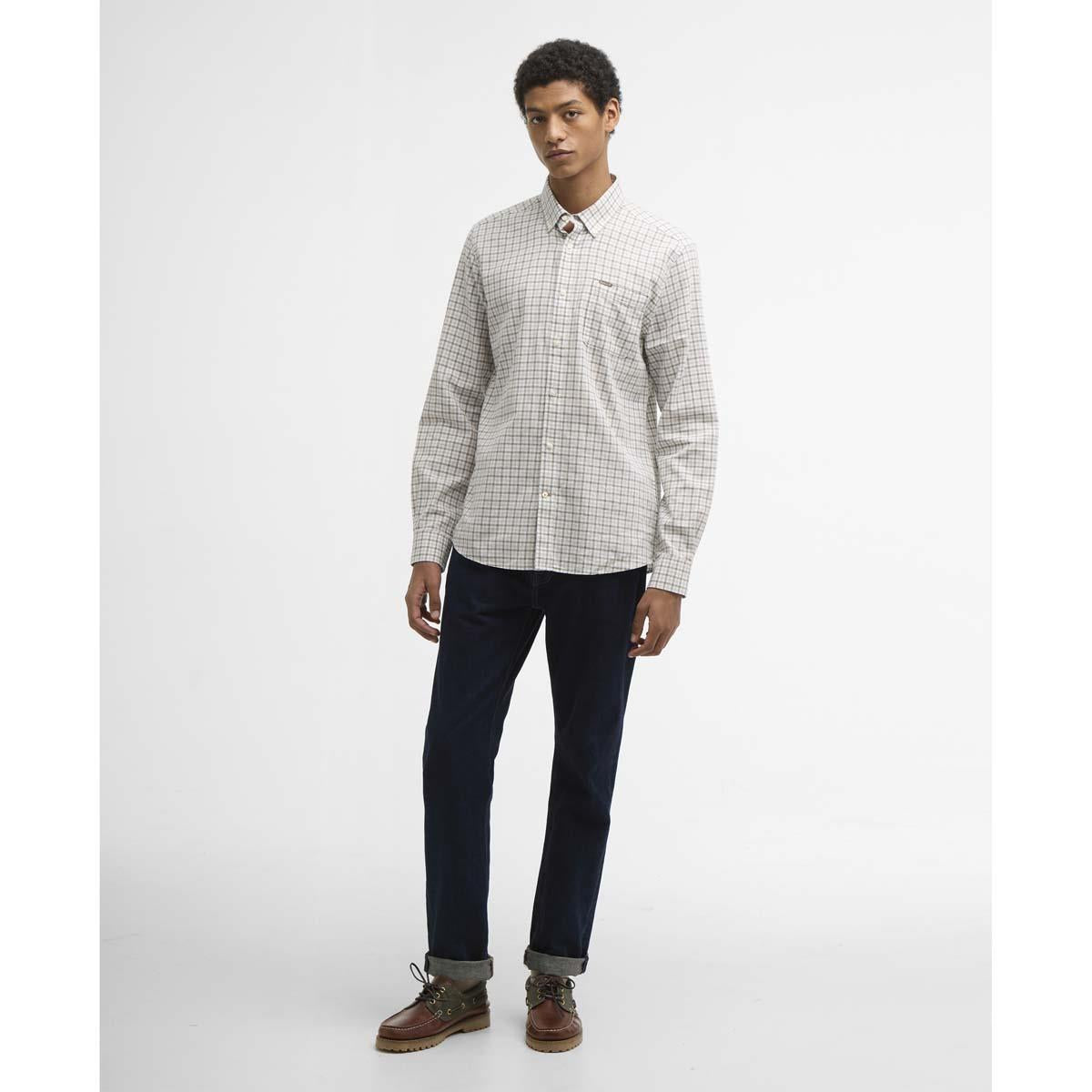Barbour Mens Nelson Gingham Tailored Shirt On Model