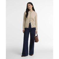 Honey/Birchwood Tartan Barbour Womens Pendle Knitted Cardigan Model Shot
