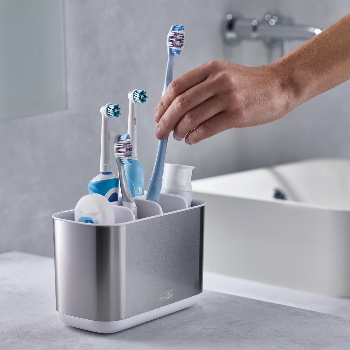 Joseph Joseph 2-piece Stainless Steel Bathroom Sink Set Toothbrush Caddy
