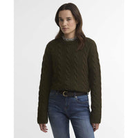 OLIVE Barbour Womens Joan Knitted Jumper FRONT