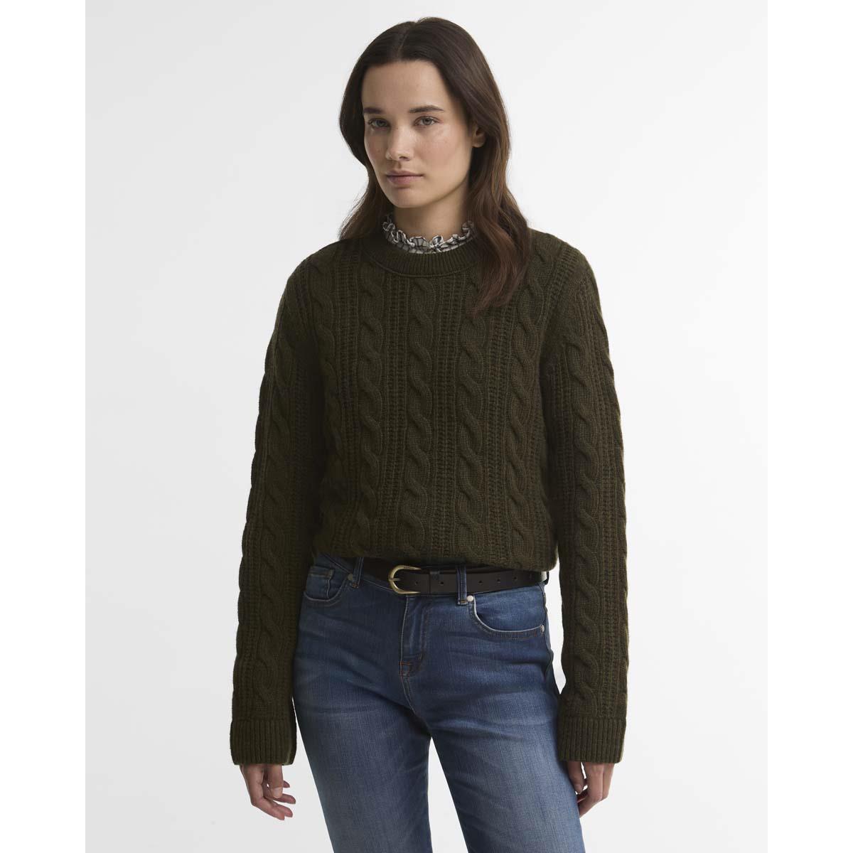 OLIVE Barbour Womens Joan Knitted Jumper FRONT