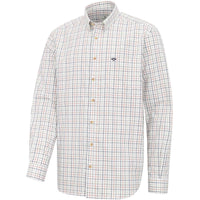 Navy/Rust Check Hoggs Of Fife Mens Inverness Cotton Tattersall Shirt