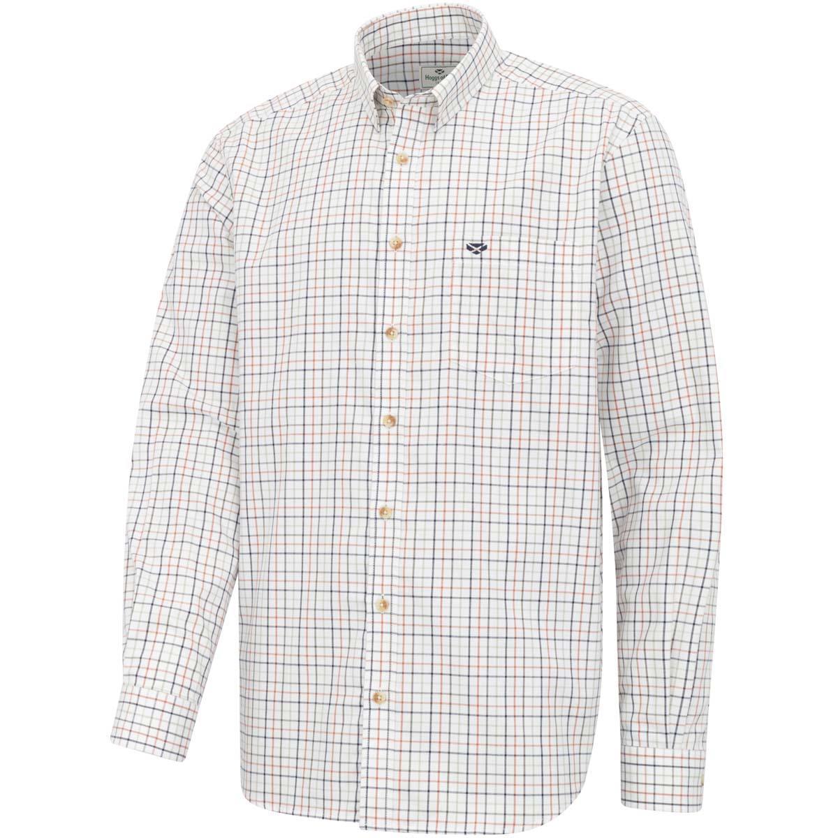 Navy/Rust Check Hoggs Of Fife Mens Inverness Cotton Tattersall Shirt