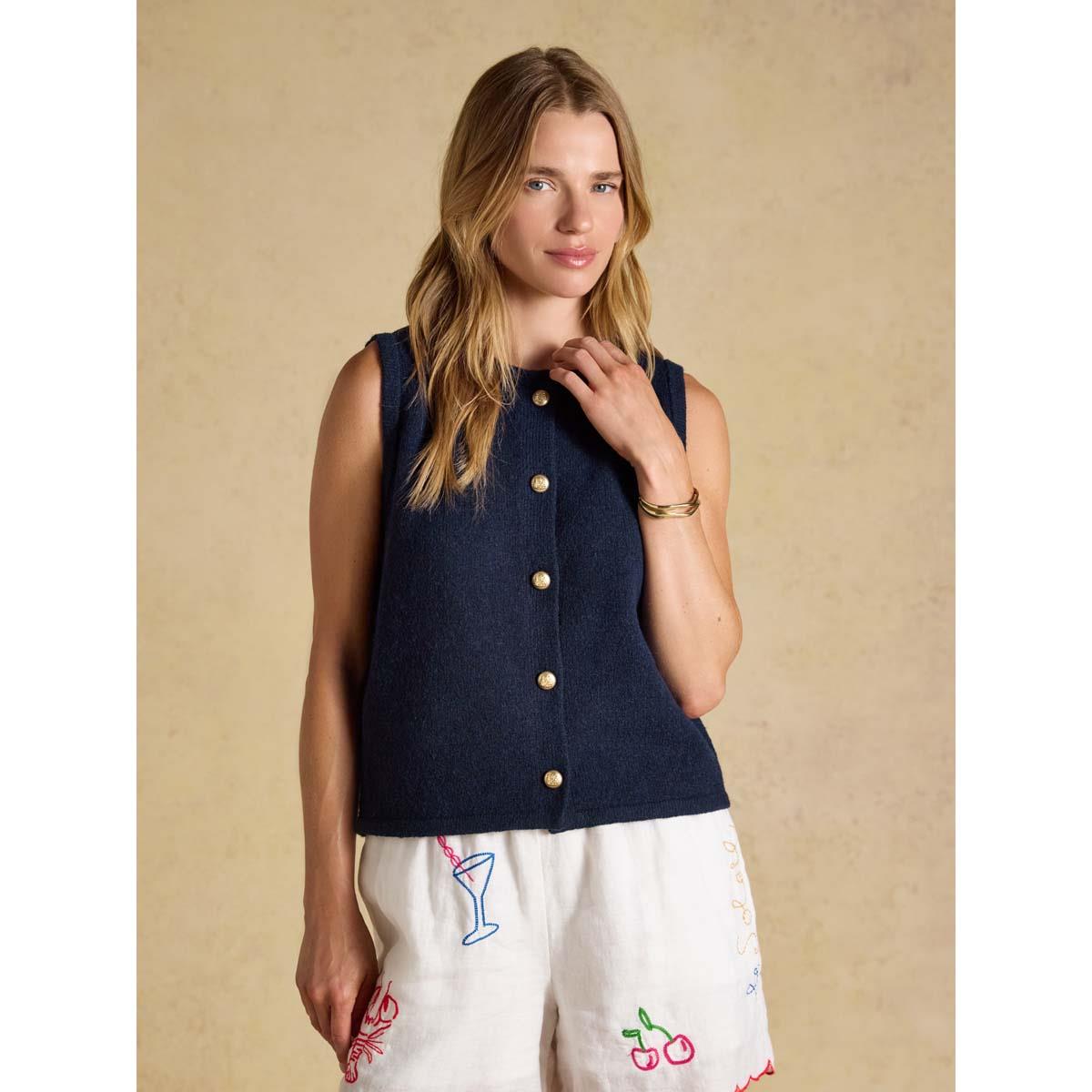 Joules Womens Holly Button Tank Top