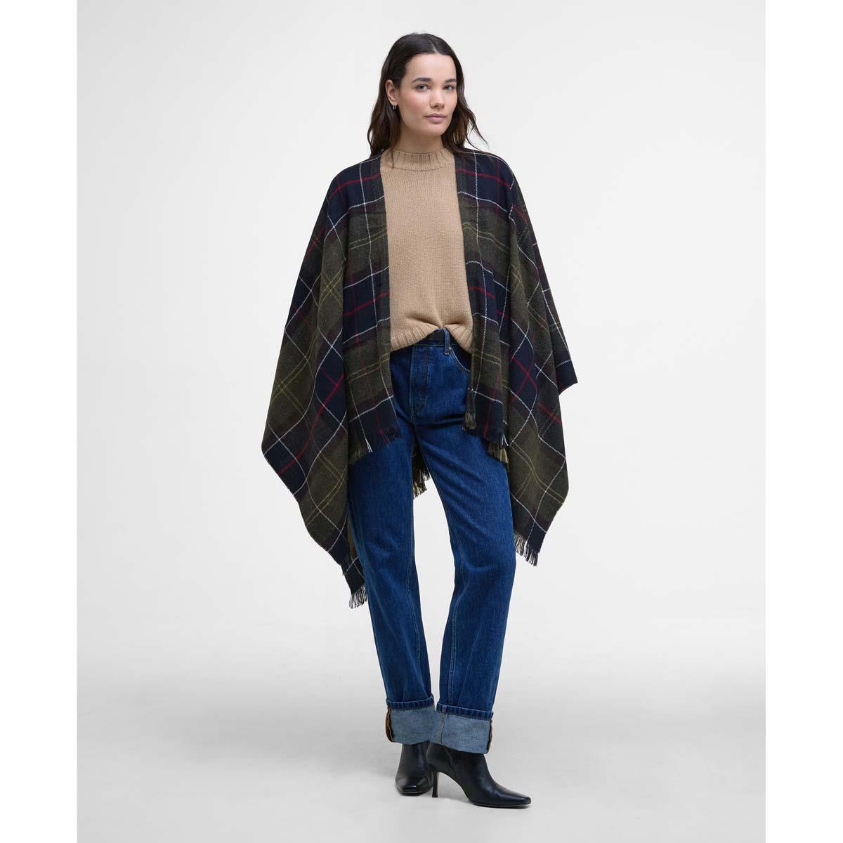Barbour Ladies Staffin Tartan Serape model