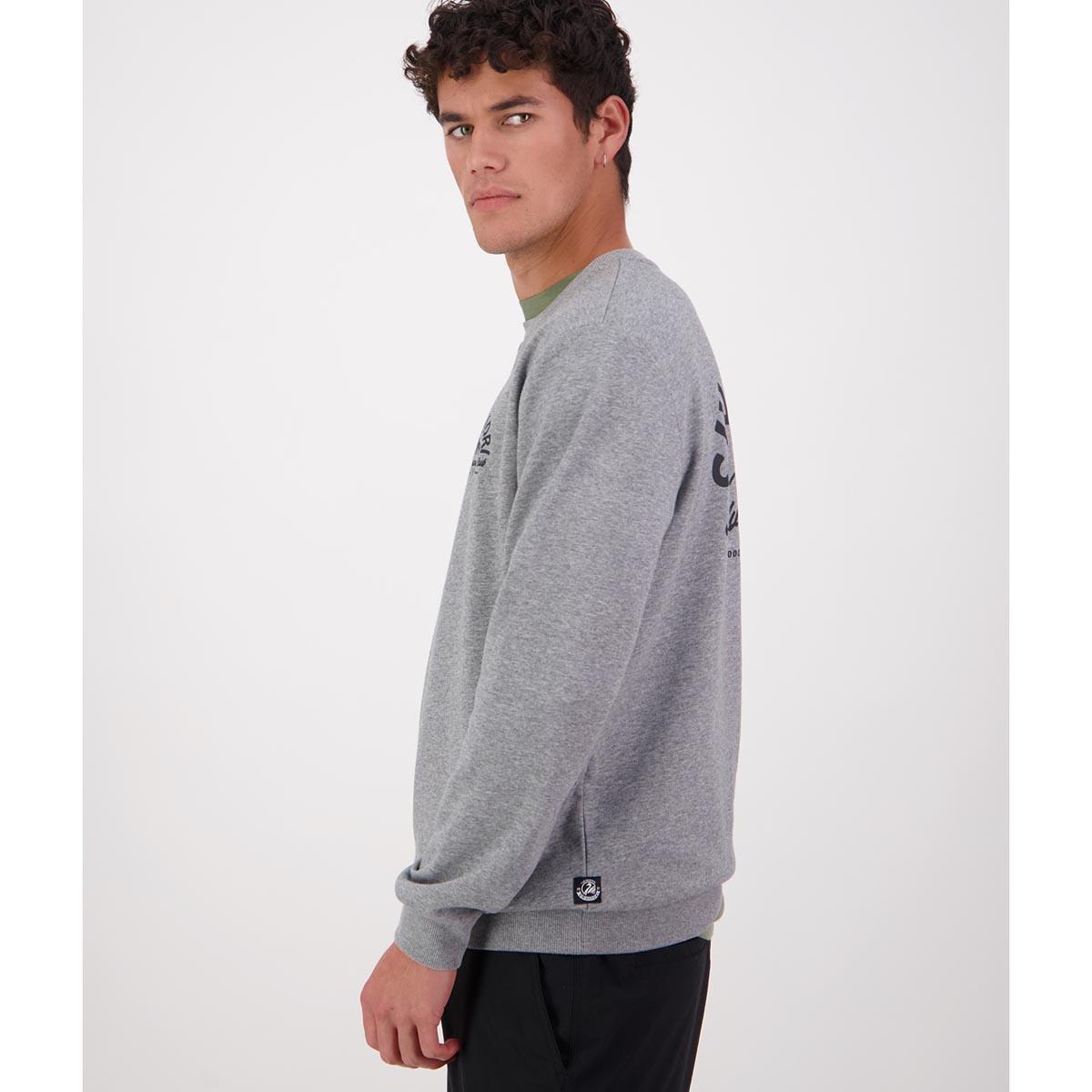 Mid Grey Marle Swanndri Mens Summit Crew Jumper Side